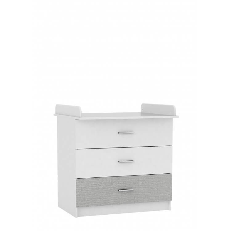 Commode à langer contemporaine blanc perle/lin Cesanne