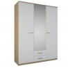 Armoire adulte contemporaine chêne brossé/blanc perle Adelina