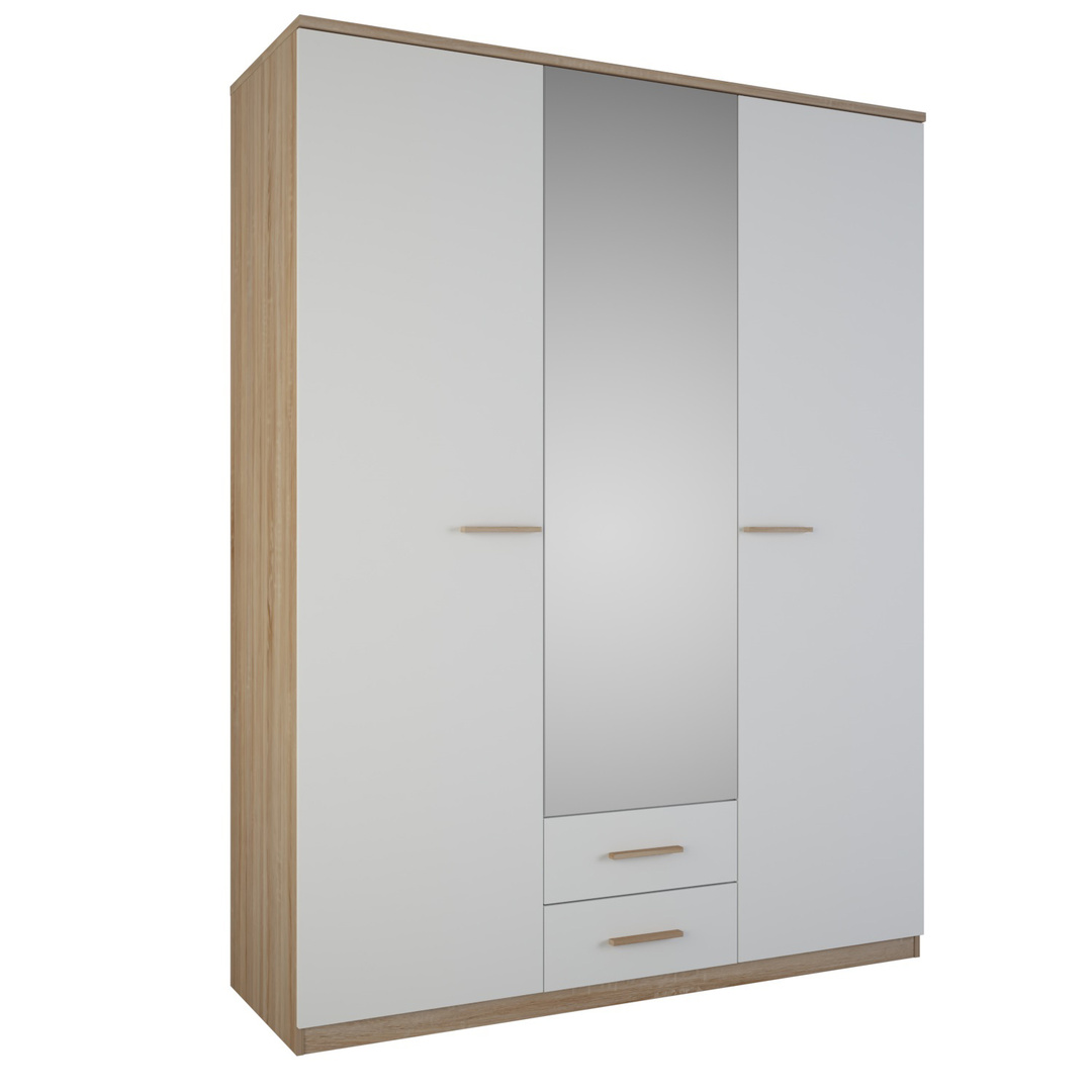 Armoire adulte contemporaine ch ne bross blanc perle Adelina