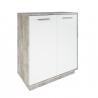 Meuble de rangement contemporain 2 portes blanc/béton Sismo