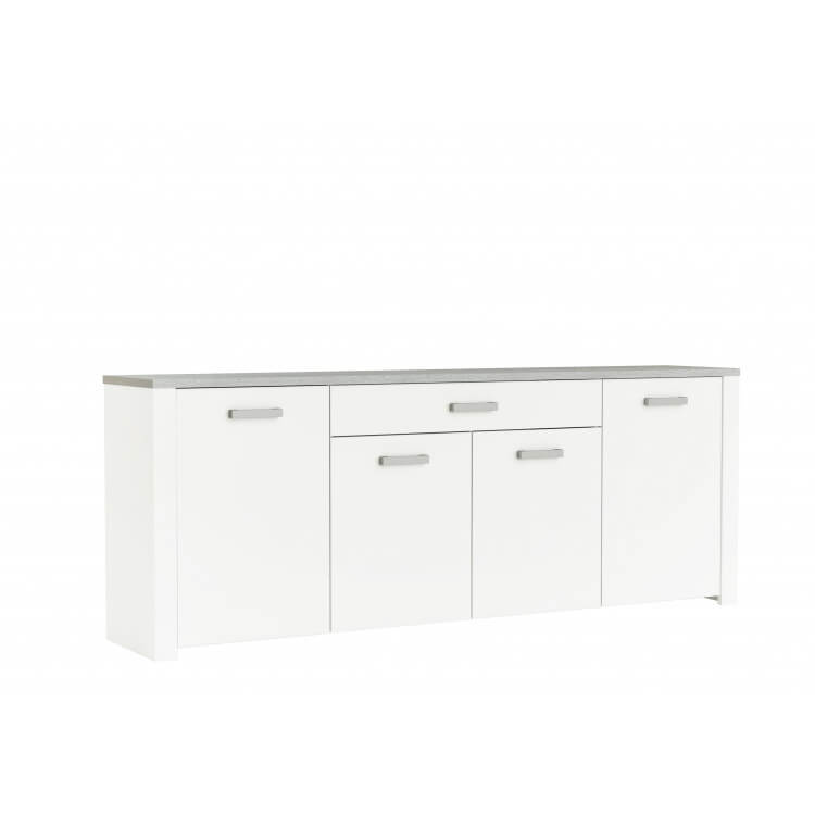 Buffet/bahut contemporain 216 cm blanc perle/gris Torento