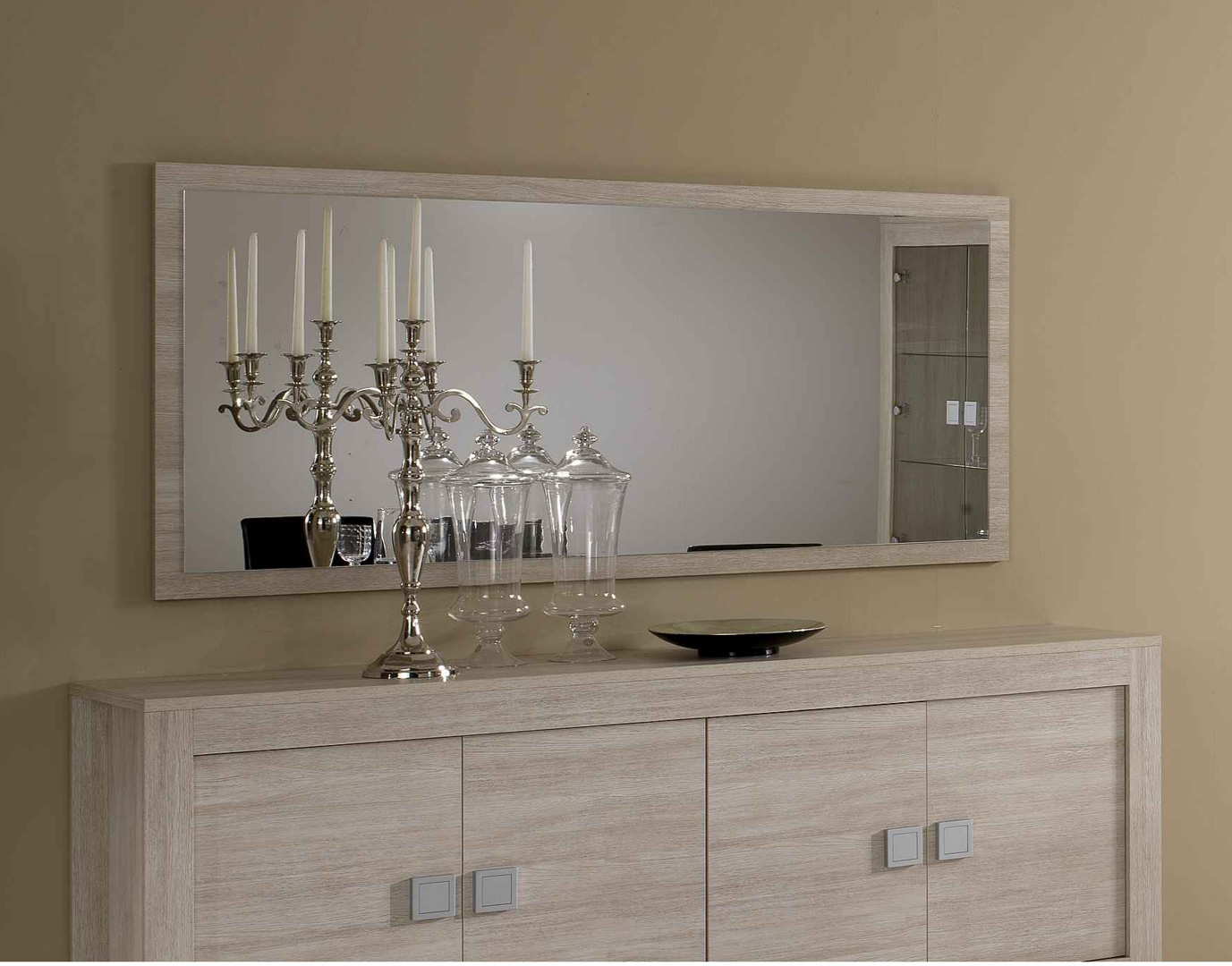 Miroir de salle à manger chêne blanchi Clea
