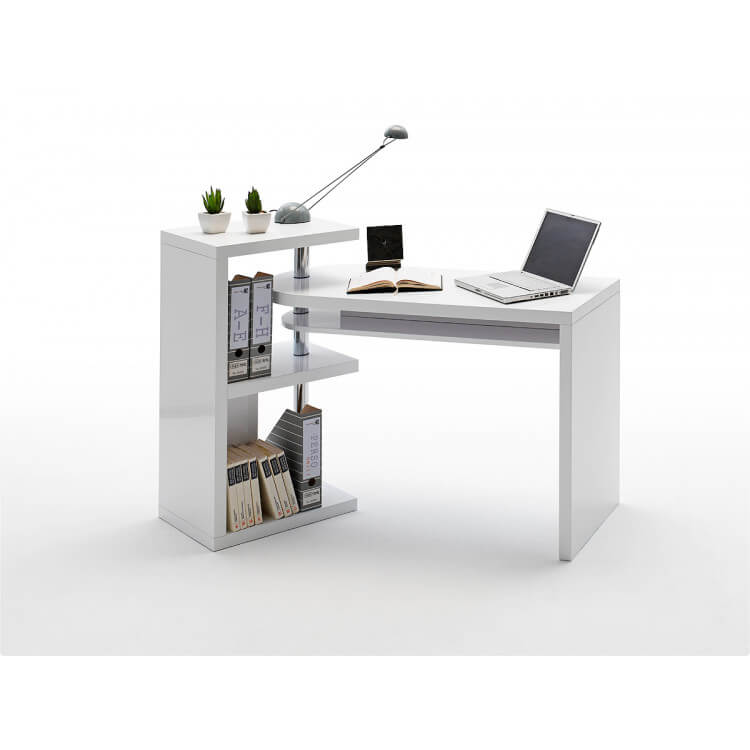 Bureau informatique design laqué blanc brillant Parisse