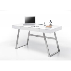 Bureau informatique design laqué blanc mat Martial