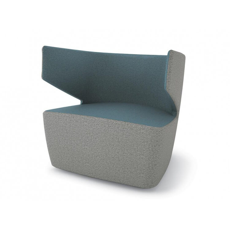 Fauteuil design 1 place en tissu gris/bleu Jordana