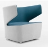 Fauteuil design 1 place en tissu beige/bleu Jordana