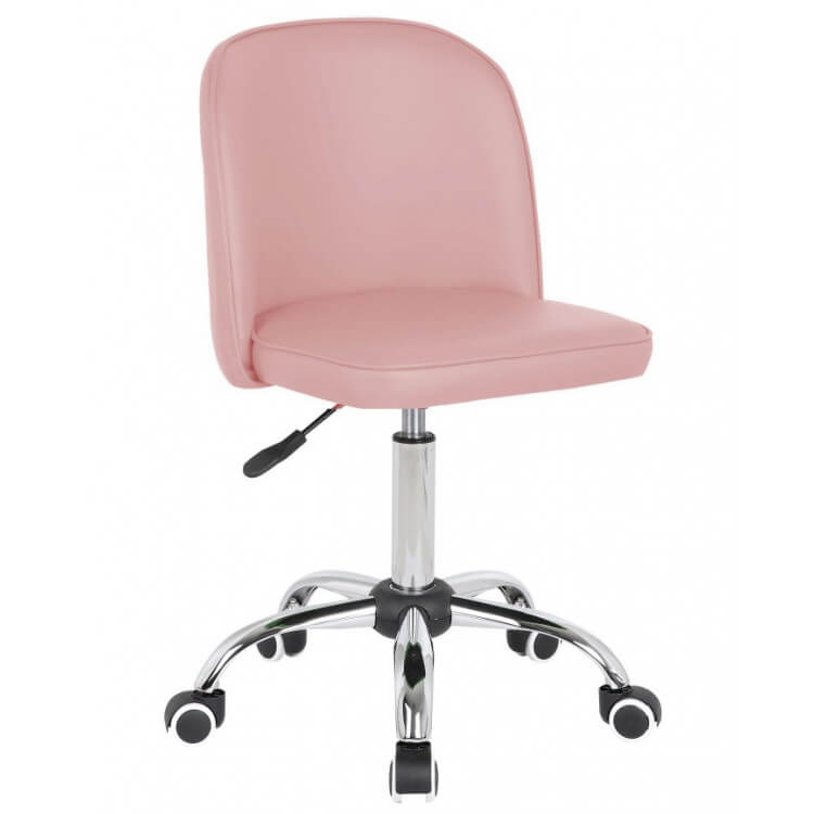 Chaise de bureau enfant design en PU rose clair Augustine