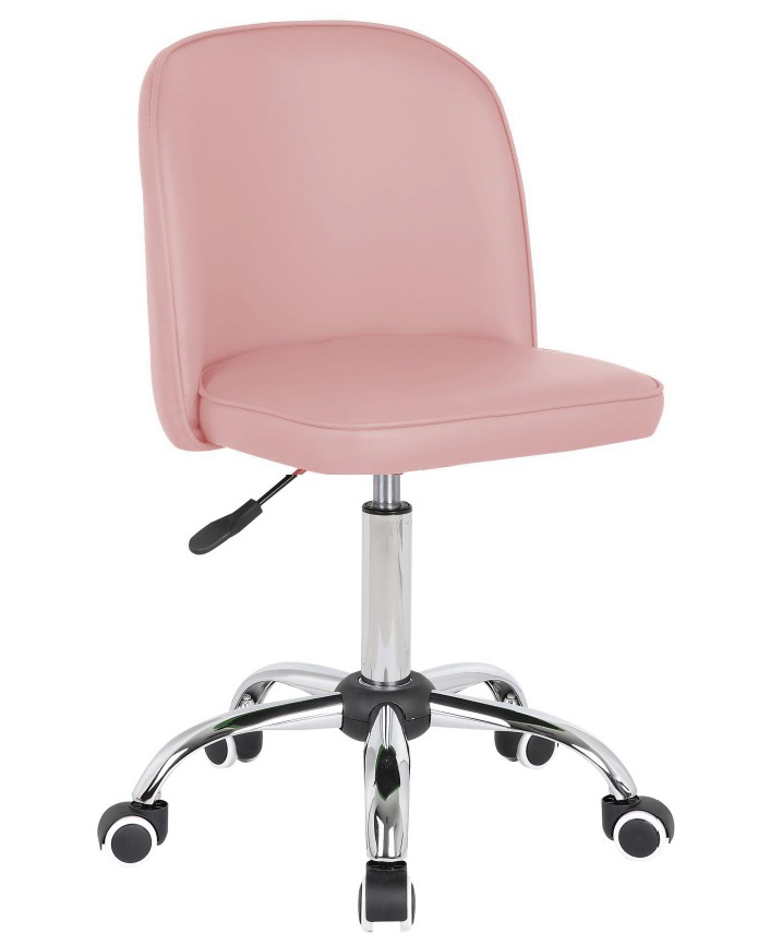 Chaise de bureau enfant design en PU rose clair Augustine