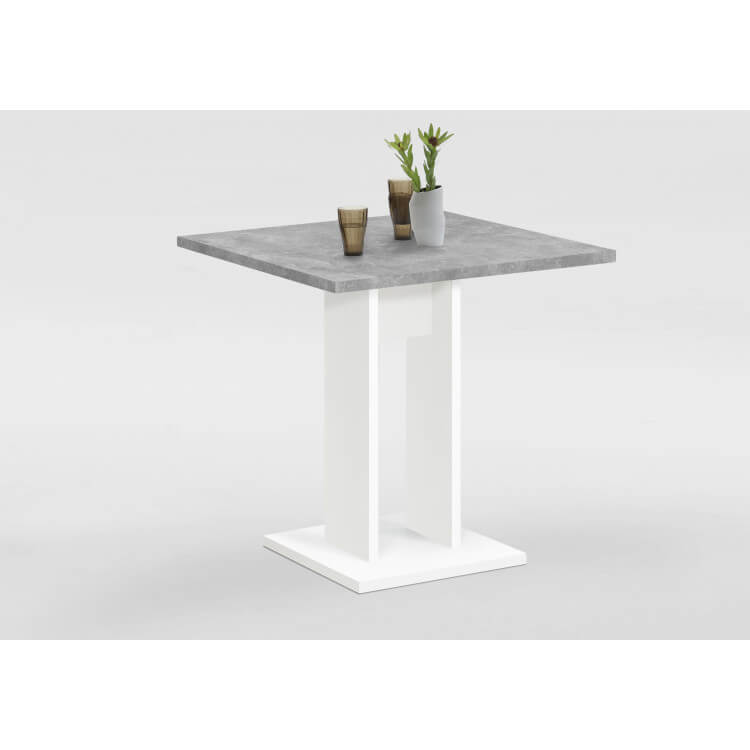 Table de cuisine contemporaine gris béton/blanc Anatole