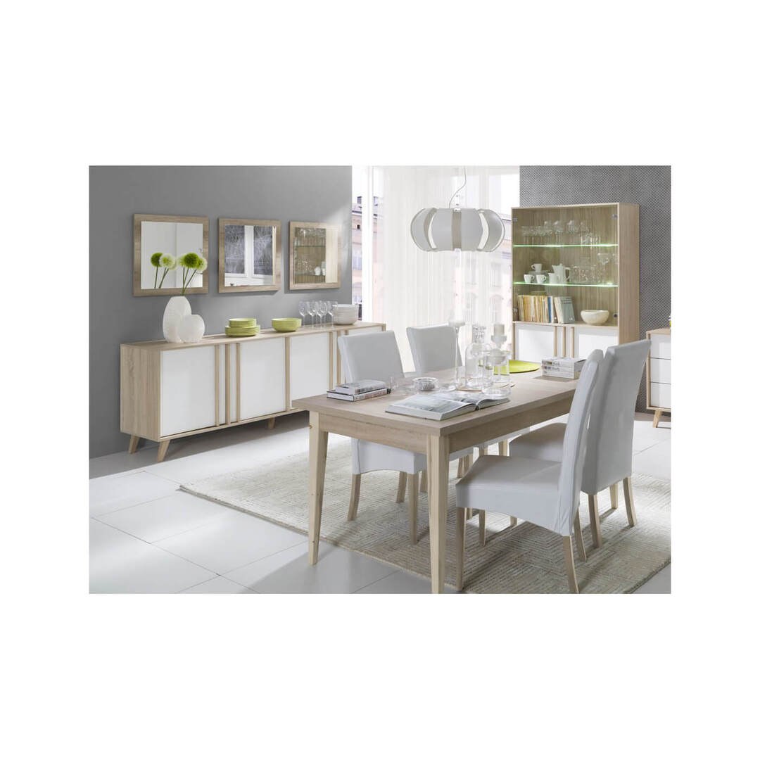 Salle à manger design chêne clair/blanc Oteo