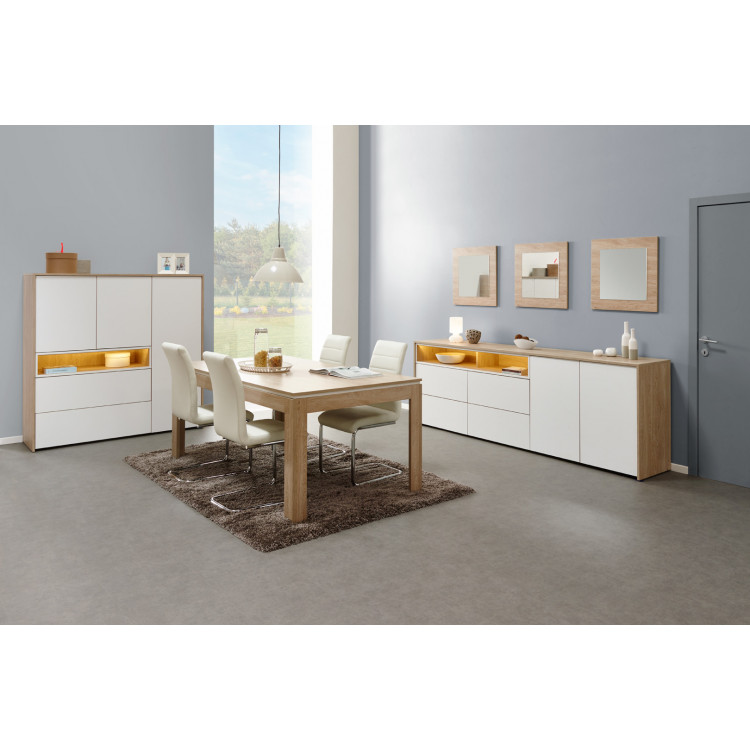 Salle à manger contemporaine chêne canberra/blanc Lazare