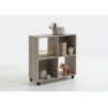 Etagère de rangement mobile 4 compartiments chêne sable Cameron