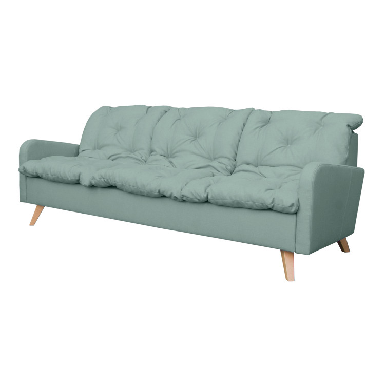 Canapé fixe contemporain 3 places en tissu vert clair Carole