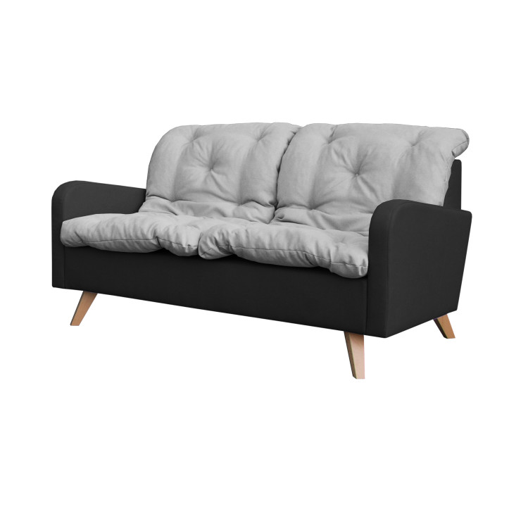 Canapé fixe contemporain 2 places en tissu gris/anthracite Carole