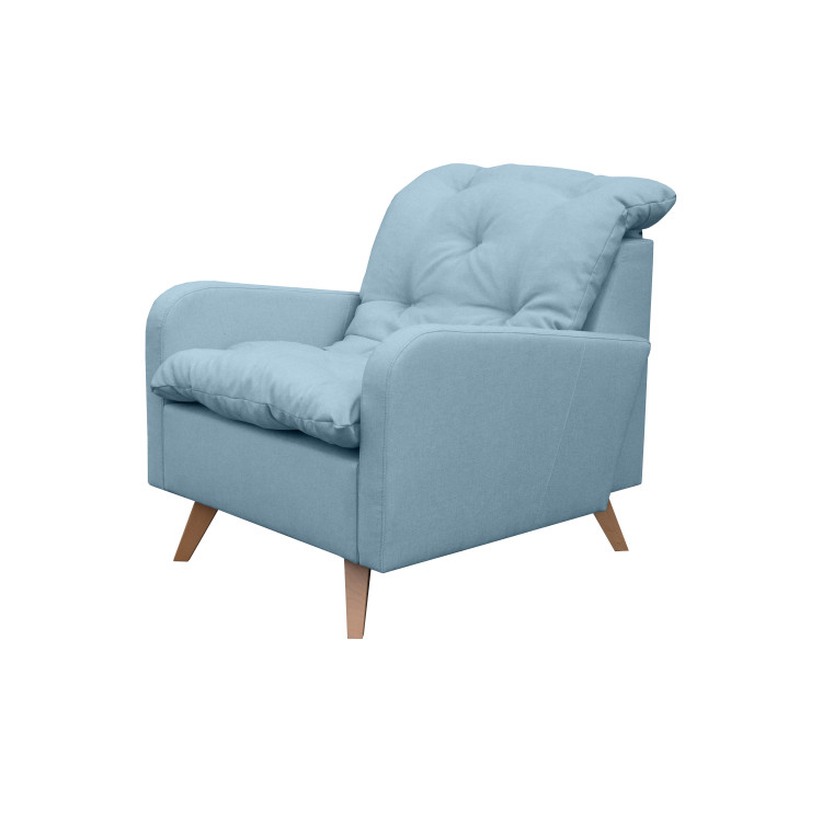 Fauteuil fixe contemporain en tissu bleu clair Carole