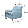 Fauteuil fixe contemporain en tissu bleu clair Carole