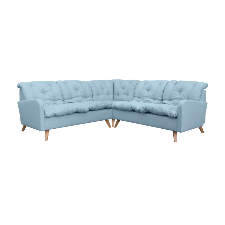 Canapé d'angle fixe contemporain en tissu bleu clair Carole
