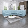 Canapé d'angle fixe contemporain en tissu bleu clair Carole