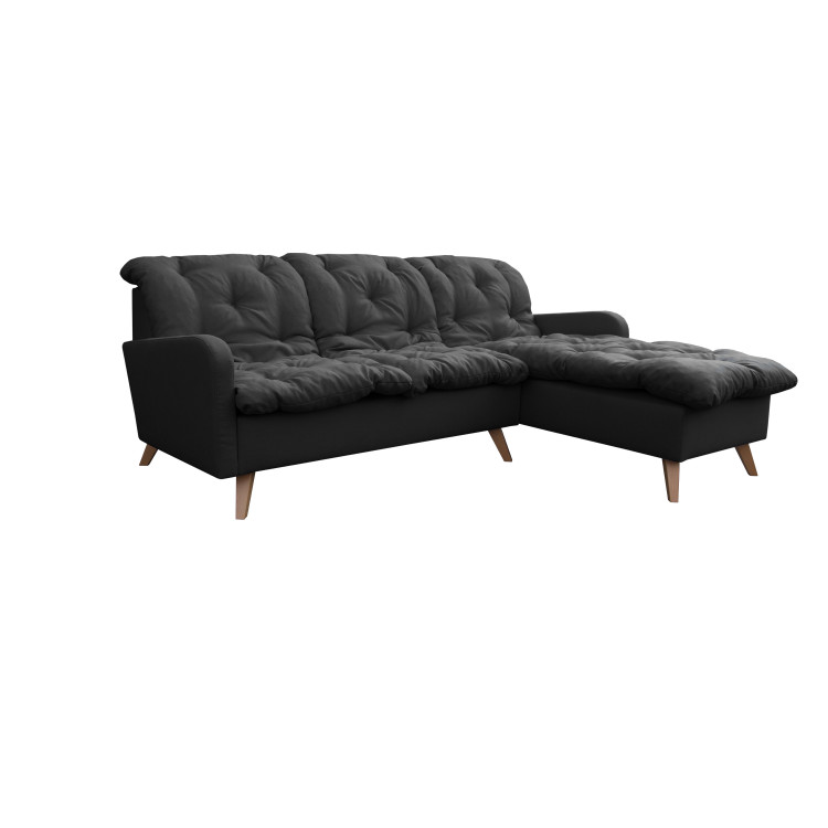 Canapé d'angle fixe réversible contemporain 216 cm en tissu anthracite Carole