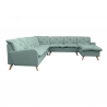 Canapé d'angle fixe panoramique contemporain en tissu vert clair Carole