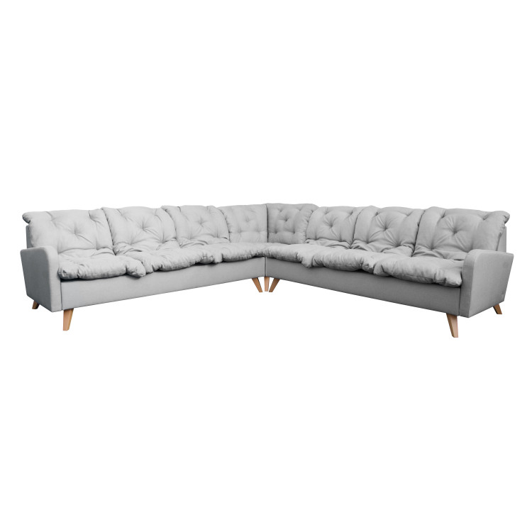 Canapé d'angle fixe contemporain en tissu gris Carole II