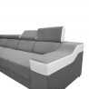 Canapé d'angle fixe contemporain en tissu gris et PU blanc Helvesia II