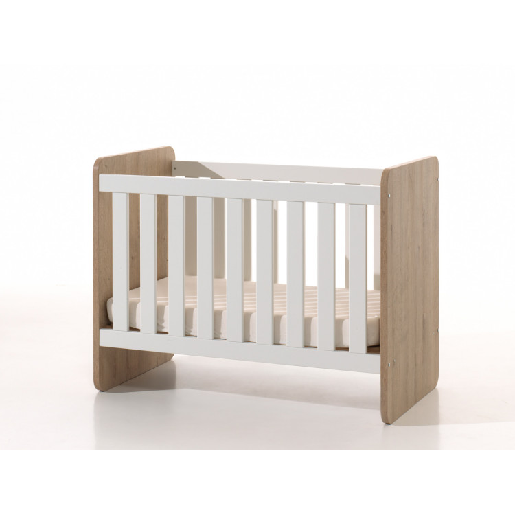 Lit bébé évolutif contemporain chêne royal/blanc Myrtille