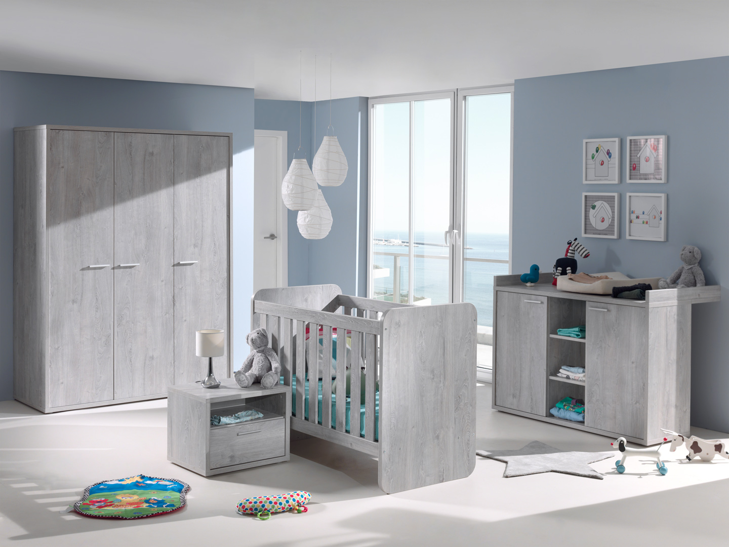 Chambre bébé contemporaine chêne gris Sherry