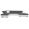 Canapé d'angle panoramique convertible contemporain en tissu anthracite/PU blanc Clermont