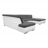 Canapé d'angle panoramique convertible contemporain en tissu anthracite/PU blanc Clermont