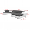 Canapé d'angle panoramique convertible contemporain en tissu anthracite/PU blanc Clermont
