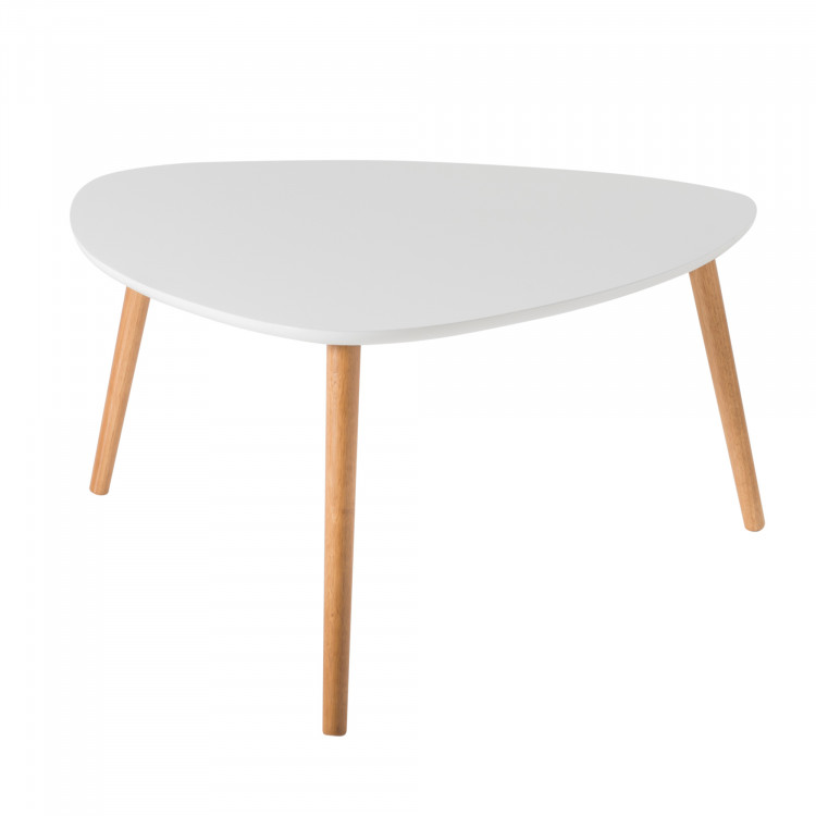 Table basse triangulaire contemporaine ronde blanche en bois Chloe
