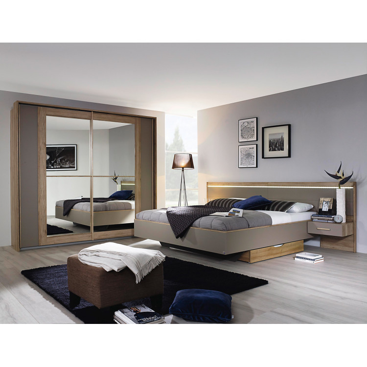 Chambre adulte contemporaine chêne sanremo/gris Melissa I