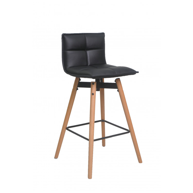 Tabouret de bar design en PU noir Indra