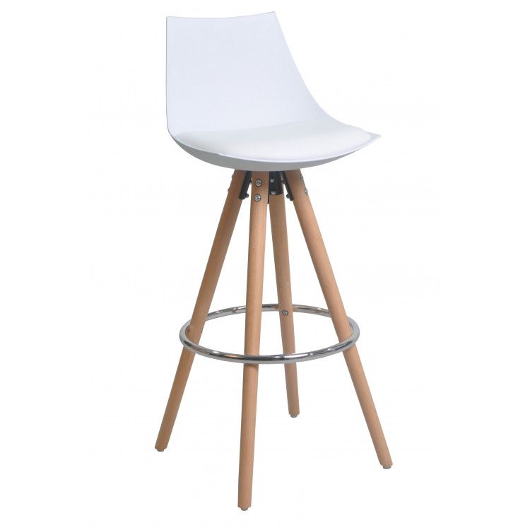 Tabouret de bar design en PU blanc Marjolaine