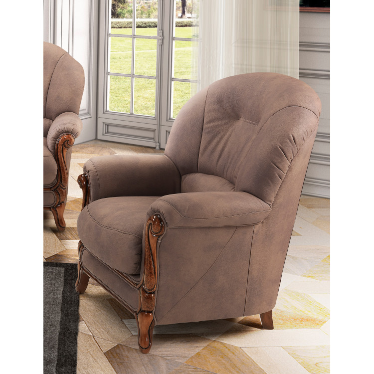 Fauteuil fixe contemporain en tissu brun Naxos