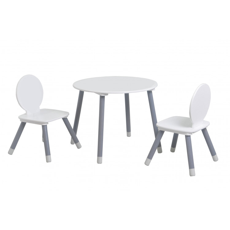Ensemble table et chaises enfant contemporain blanc/gris Sybelle