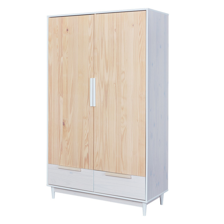 Armoire contemporaine en pin massif blanc Noemie