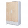 Armoire contemporaine en pin massif blanc Noemie