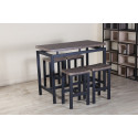 Ensemble table et tabourets contemporain chêne/noir Mississipi