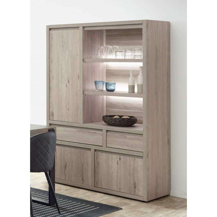 Vaisselier/argentier contemporain chêne clair/gris béton California