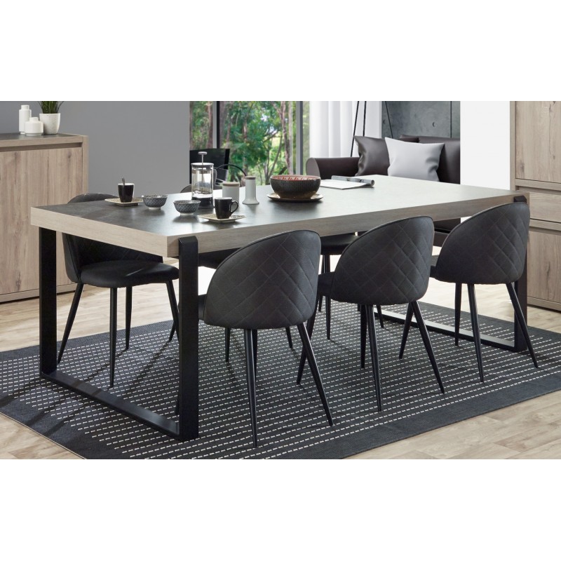 Table de salle à manger contemporaine chêne clair/gris ...