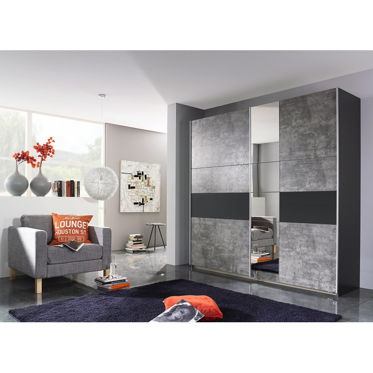 Armoire contemporaine gris béton/gris metallique Korel