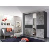 Armoire contemporaine gris béton/gris metallique Korel