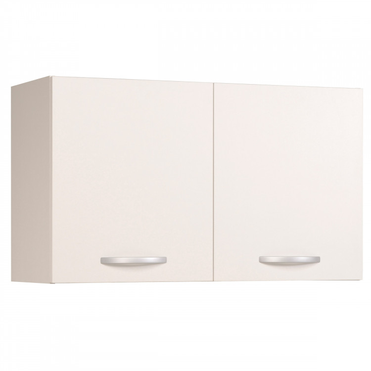Meuble haut de cuisine contemporain 2 portes 100 cm blanc brillant