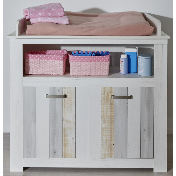 Commode à langer contemporaine en pin blanc Deborah