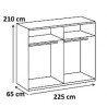 Armoire adulte design portes coulissantes coloris blanc/verre gris et prune Vassily
