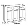 Armoire adulte design portes coulissantes coloris blanc/verre gris et prune Vassily