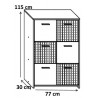 Meuble de rangement design 6 portes coloris blanc/beton Colibri