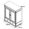Armoire contemporaine 2 portes en pin massif blanc Zana II